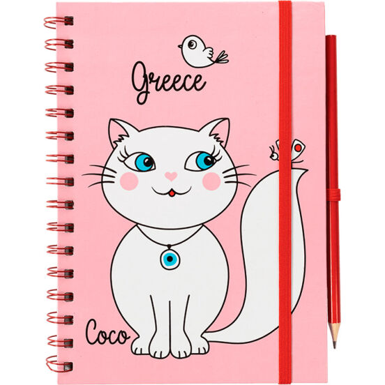 ΜΠΛΟΚ ΣΠΙΡΑΛ Α5 ΣΕΤ ΜΟΛΥΒΙ ΓΑΤΑ COCO (Ν) - Kaminaki