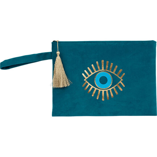 ΤΣΑΝΤΑΚΙ ΒΕΛΟΥΔΟ ΧΡΥΣΟ ΜΑΤΙ ΒΛΕΦΑΡΙΔΕΣ ΜΠΛΕ (Ν) - Kaminaki